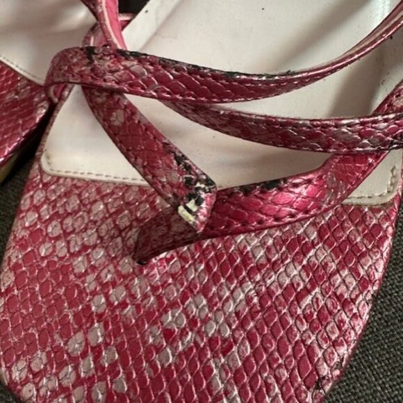 Rampage Women's 7.5 Pink Sandals Kitten Heel Snake Print Design Square Toe Y2K - Picture 5 of 5
